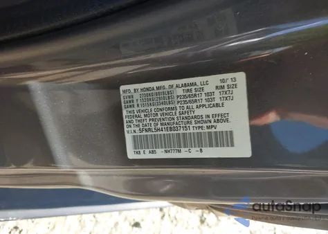 2014 Honda Odyssey Ex z USA, uszkodzony, nr VIN 5FNRL5H41EB037151